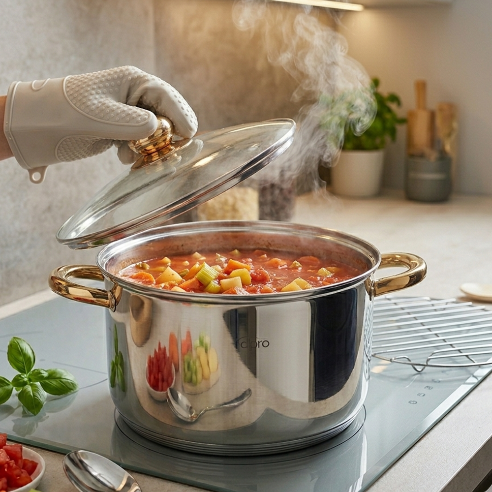 Olla Vaporera 28 cm 10.5 L de Acero Inoxidable Alta Capacidad | By Kinso Home