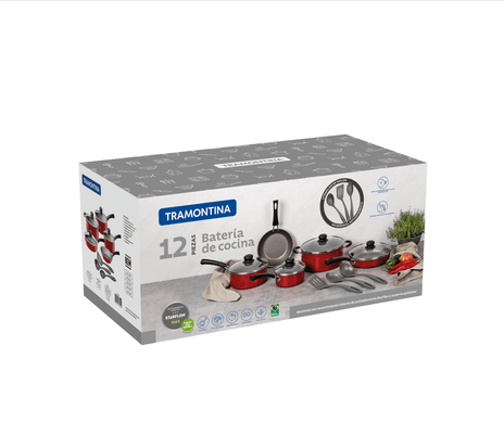 Bateria Tramontina Simple Cooking 12 Piezas Roja - 27899/358