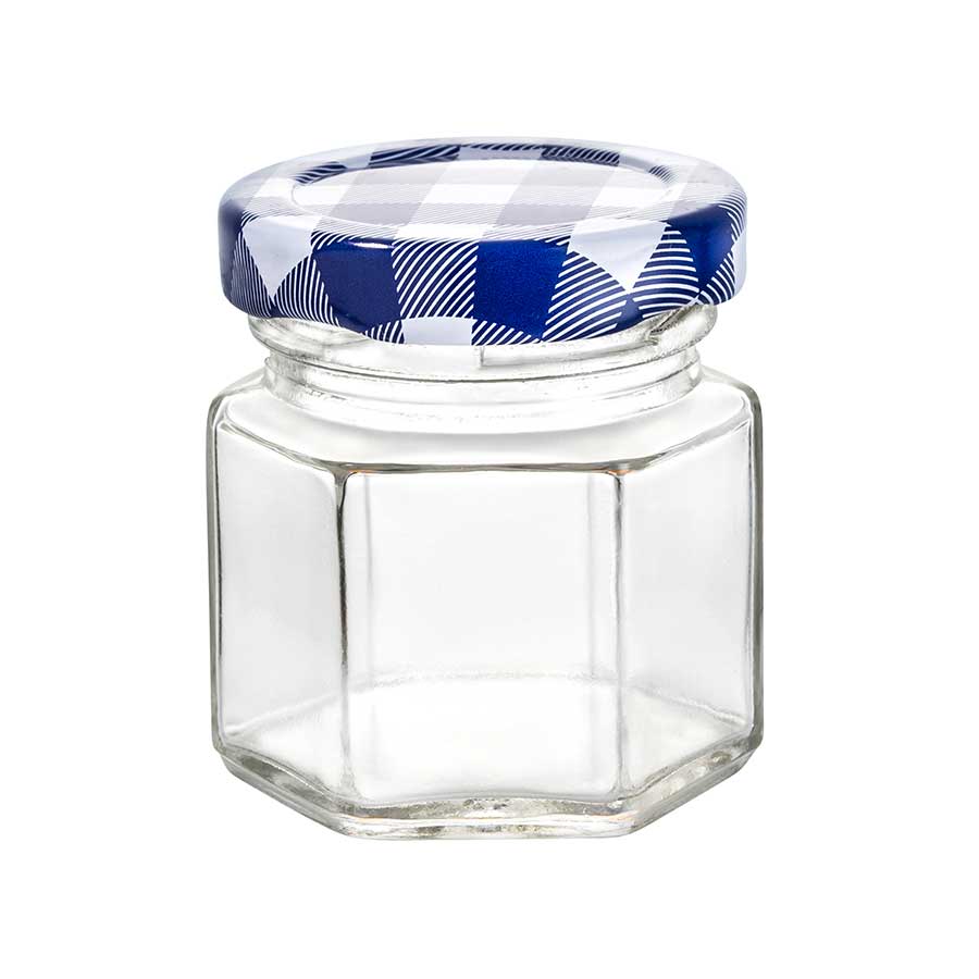 Frasco Hexagonal 45ml. Con Tapa Azul / VITTORI - 3404A