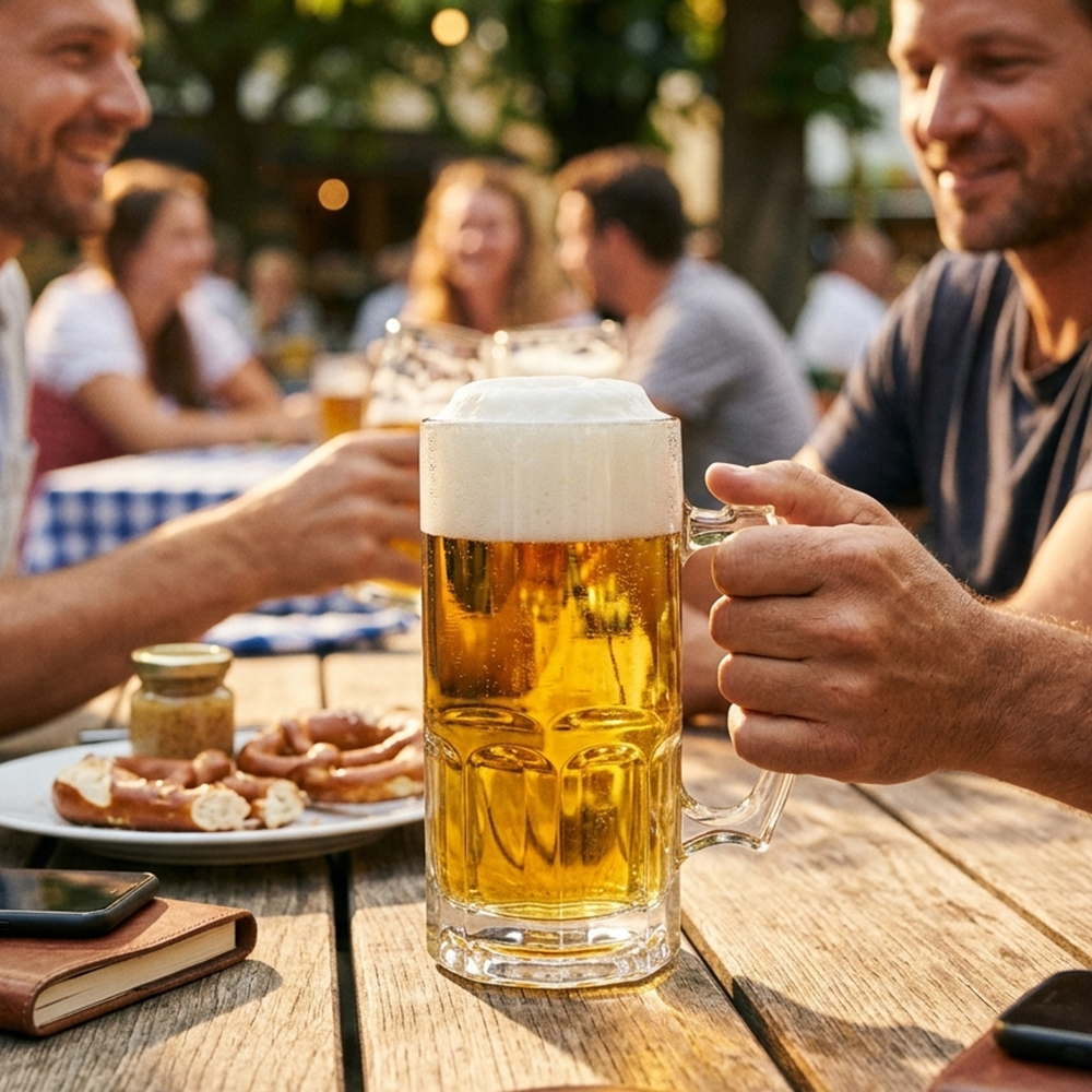 Tarro Cervecero Grande 34 oz / 1 L de Vidrio Resistente | By Kinso Home