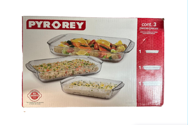 Juego De 3 Bandejas De Cristal Para Hornear PYR-O-REY - B670