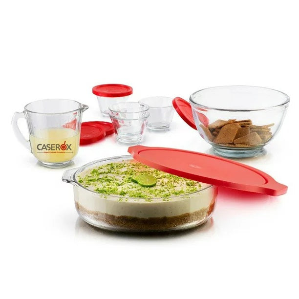 Juego Para Hornear PYR-O-REY 12pz De Vidrio Con Tapa Para Repostería