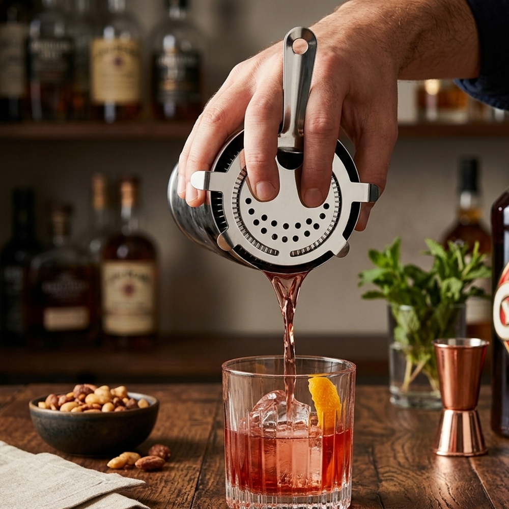 Cedazo para Bar de Acero Inoxidable Tipo Coctelera Profesional | Kinso Home