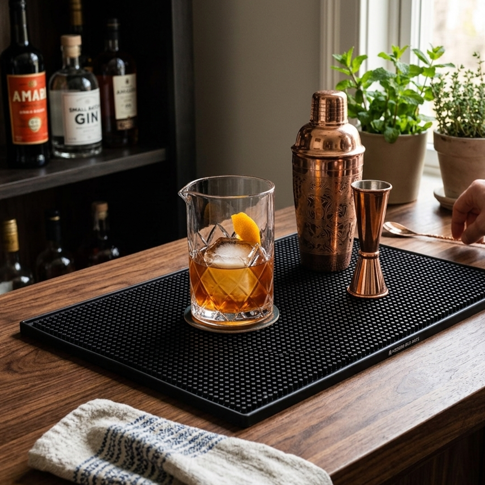 Tapete para Bar Negro 45 x 30 cm Antiderrapante para Coctelería | Kinso Home