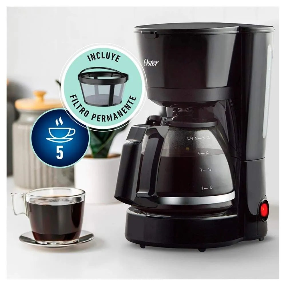 Cafetera OSTER de 5 Tazas, SemiAutomatica Negra de Goteo, BVSTDC05013