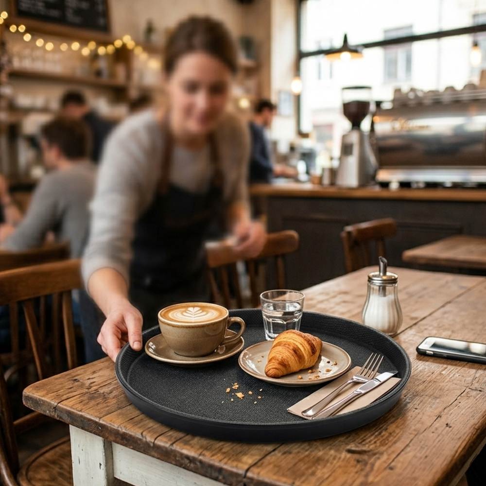 Charola Bar 35 cm Redonda Antiderrapante Travessa Uso Profesional | By Kinso Home